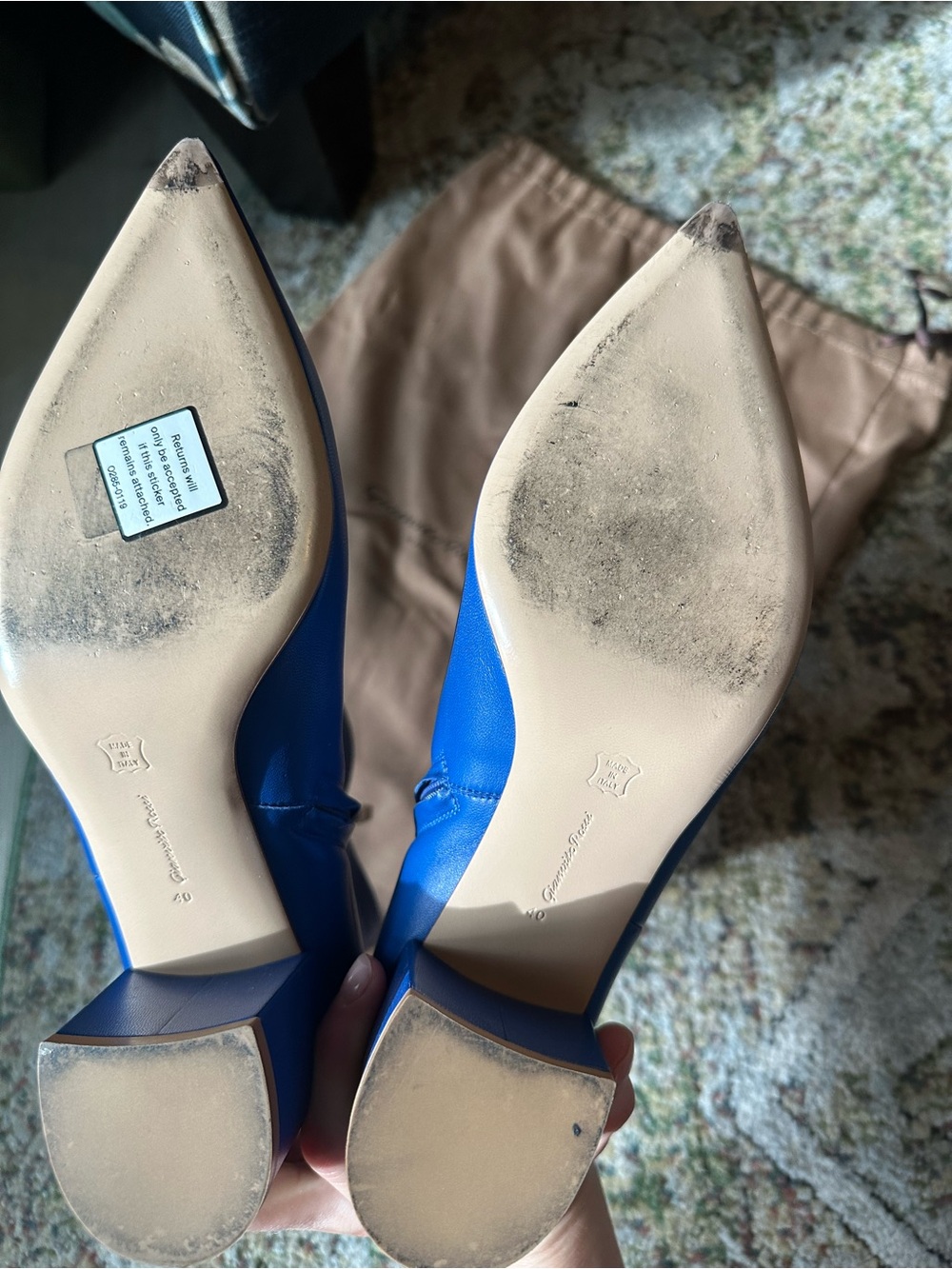 Gianvito Rossi Royal Blue Leather Ankle Boots - Picture 6 of 6